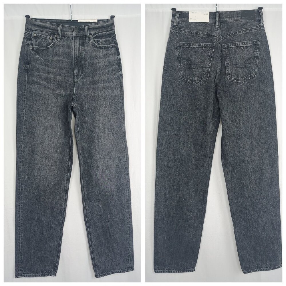 American Eagle Black Baggy Jeans 0 High Rise NWT